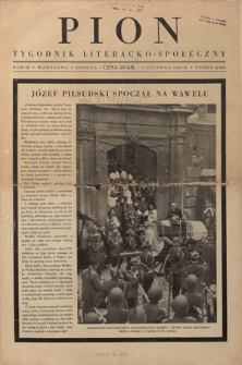 Pion : tygodnik literacko-społeczny R. 3, Nr 22=87 (1 czerwca 1935)