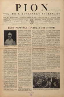 Pion : tygodnik literacko-społeczny R. 3, Nr 27=92 (6 lipca 1935)
