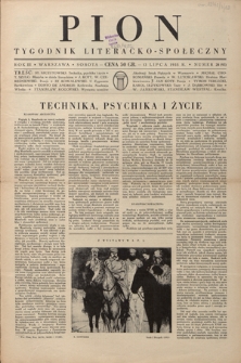 Pion : tygodnik literacko-społeczny R. 3, Nr 28=93 (13 lipca 1935)