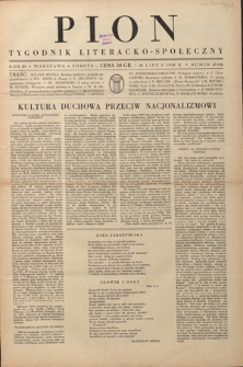 Pion : tygodnik literacko-społeczny R. 3, Nr 29=94 (20 lipca 1935)