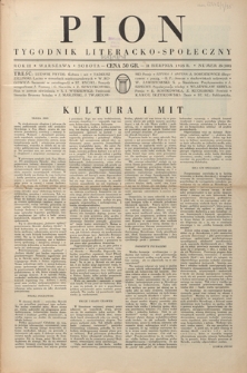 Pion : tygodnik literacko-społeczny R. 3, Nr 35=100 (31 sierpnia 1935)