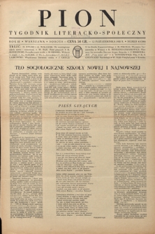 Pion : tygodnik literacko-społeczny R. 3, Nr 41=106 (12 października 1935)