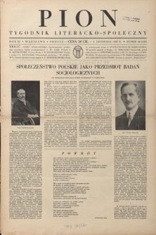 Pion : tygodnik literacko-społeczny R. 3, Nr 44=109 (2 listopada 1935)