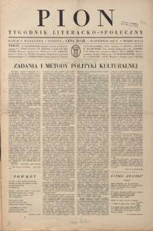 Pion : tygodnik literacko-społeczny R. 3, Nr 48=113 (30 listopada 1935)