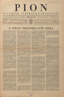 Pion : tygodnik literacko-społeczny R. 3, Nr 49=114 (7 grudnia 1935)