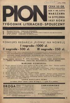 Pion : tygodnik literacko-społeczny R. 5, Nr 2=171 (14 stycznia 1937)