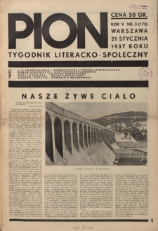 Pion : tygodnik literacko-społeczny R. 5, Nr 3=172 (21 stycznia 1937)
