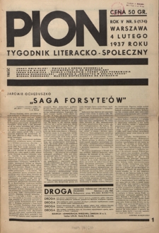 Pion : tygodnik literacko-społeczny R. 5, Nr 5=174 (4 lutego 1937)