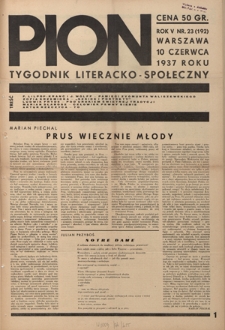 Pion : tygodnik literacko-społeczny R. 5, Nr 23=192 (10 czerwca 1937)