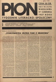Pion : tygodnik literacko-społeczny R. 5, nr 24=193 (17 czerwca 1937)