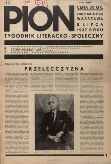 Pion : tygodnik literacko-społeczny R. 5, Nr 28=197 (15 lipca 1937)