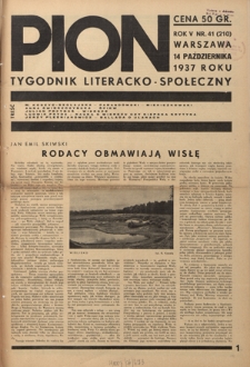 Pion : tygodnik literacko-społeczny R. 5, Nr 41=210 (14 października 1937)