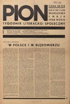 Pion : tygodnik literacko-społeczny R. 6, Nr 17=238 (1 maja 1938)