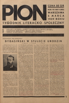 Pion : tygodnik literacko-społeczny R. 7, Nr 9=282 (5 marca 1939)