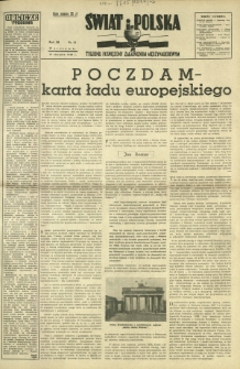Świat i Polska : tygodnik poświęcony zagadnieniom międzynarodowym. R. 3, nr 33 (15 sierpnia 1948)