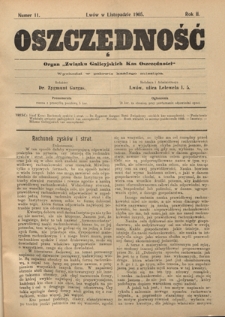 Oszczędność: organ Związku Galicyjskich Kas Oszczędności R. 2, Nr 11 (w listopadzie 1905)