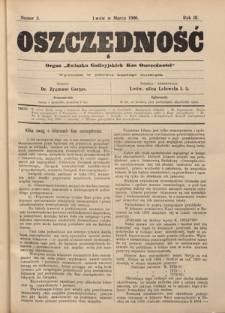 Oszczędność: organ Związku Galicyjskich Kas Oszczędności: wychodzi w połowie każdego miesiąca R. 3, Nr 3 (w marcu 1906)