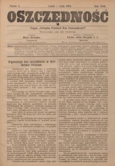 Oszczędność: organ Związku Polskich Kas Oszczędności: wychodzi raz na miesiąc R. 17, nr 2 (luty 1919)