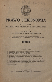 Prawo i Ekonomia : rocznik Wydziału Nauk Politycznych i Społecznych Wolnej Wszechnicy Polskiej 1928/1929