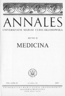 Annales Universitatis Mariae Curie-Skłodowska. Sectio D, Medicina. Vol. 58/1 (2003) - Spis treści