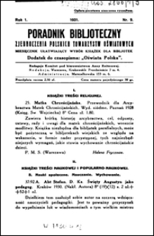 Poradnik Bibljoteczny Zjednoczenia Polskich Towarzystw Oświatowych R. 1, nr 9 (1931)