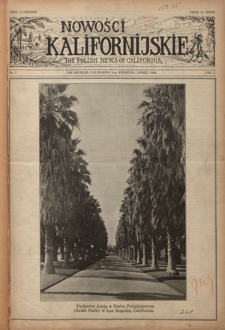Nowości Kalifornijskie = The Polish News of California / editor C. M. Sobanski. Vol. 1, nr 1 (6-go kwietnia 1924)