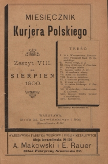 Miesięcznik Kurjera Polskiego. 1900, z. 8 (sierpień)