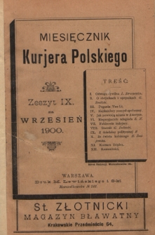 Miesięcznik Kurjera Polskiego. 1900, z. 9 (wrzesień)