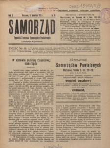 Samorząd : tygodnik Zrzeszenia Samorządów Powiatowych ("Związku Sejmików"). R. 5, nr 9 (15 kwietnia 1923)