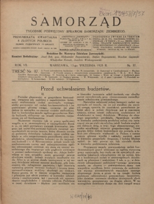 Samorząd : tygodnik poświęcowny sprawom samorządu ziemskiego. R. 7, nr 37 (13 września 1925)