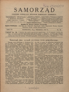 Samorząd : tygodnik poświęcowny sprawom samorządu ziemskiego. R. 7, nr 38 (20 września 1925)