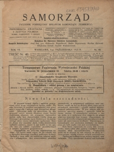 Samorząd : tygodnik poświęcowny sprawom samorządu ziemskiego. R. 7, nr 40 (4 października 1925)