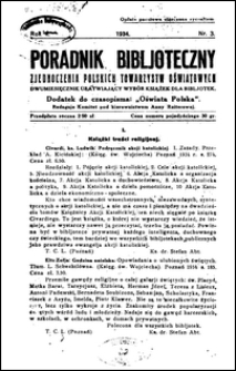 Poradnik Bibljoteczny Zjednoczenia Polskich Towarzystw Oświatowych : miesięcznik ułatwiający wybór książek dla bibljotek R. 4, nr 3 (1934)