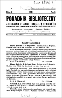 Poradnik Bibljoteczny Zjednoczenia Polskich Towarzystw Oświatowych : miesięcznik ułatwiający wybór książek dla bibljotek R. 4, nr 5 (1934)