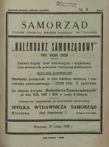 Samorząd : tygodnik poświęcony sprawom samorządu terytorialnego. R. 10, nr 9 (26 lutego 1928)