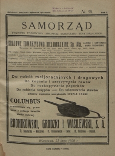 Samorząd : tygodnik poświęcony sprawom samorządu terytorialnego. R. 10, nr 30 (22 lipca 1928)