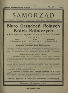 Samorząd : tygodnik poświęcony sprawom samorządu terytorialnego. R. 10, nr 38 (16 września 1928)