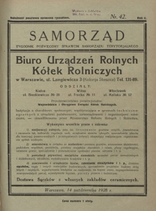 Samorząd : tygodnik poświęcony sprawom samorządu terytorialnego. R. 10, nr 42 (14 października 1928)