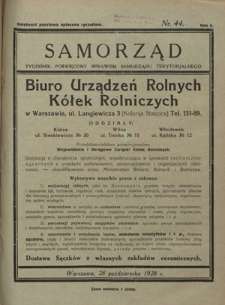 Samorząd : tygodnik poświęcony sprawom samorządu terytorialnego. R. 10, nr 44 (28 października 1928)