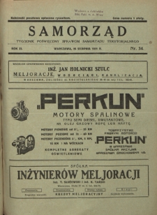 Samorząd : tygodnik poświięcony sprawom samorządu terytorialnego. R. 11, nr 35 (1 września 1929)