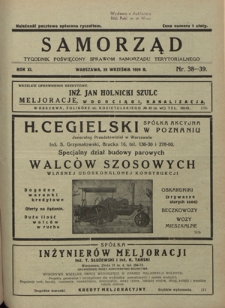 Samorząd : tygodnik poświięcony sprawom samorządu terytorialnego. R. 11, nr 40 (6 października 1929)