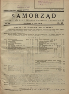 Samorząd : tygodnik poświęcony sprawom samorządu terytorialnego. R. 14, nr 28 (10 lipca 1932)