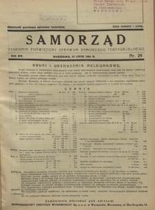 Samorząd : tygodnik poświęcony sprawom samorządu terytorialnego. R. 14, nr 29 (17 lipca 1932)