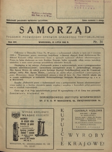 Samorząd : tygodnik poświęcony sprawom samorządu terytorialnego. R. 14, nr 31 (31 lipca 1932)