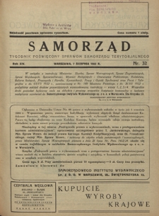 Samorząd : tygodnik poświęcony sprawom samorządu terytorialnego. R. 14, nr 32 (7 sierpnia 1932)