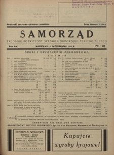 Samorząd : tygodnik poświęcony sprawom samorządu terytorialnego. R. 14, nr 40 (2 października 1932)