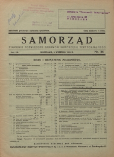 Samorząd : tygodnik poświęcony sprawom samorządu terytorialnego. R. 15, nr 36 (3 września 1933)