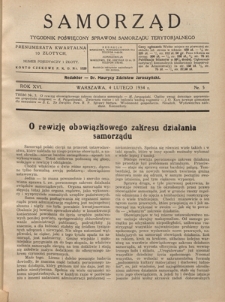 Samorząd : tygodnik poświęcony sprawom samorządu terytorialnego. R. 16, nr 5 (4 lutego 1934)