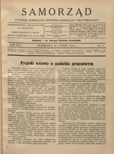Samorząd : tygodnik poświęcony sprawom samorządu terytorialnego. R. 16, nr 8 (25 lutego 1934)