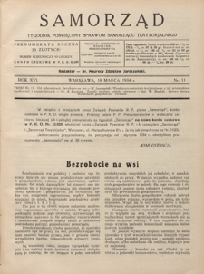 Samorząd : tygodnik poświęcony sprawom samorządu terytorialnego. R. 16, nr 11 (18 marca 1934)